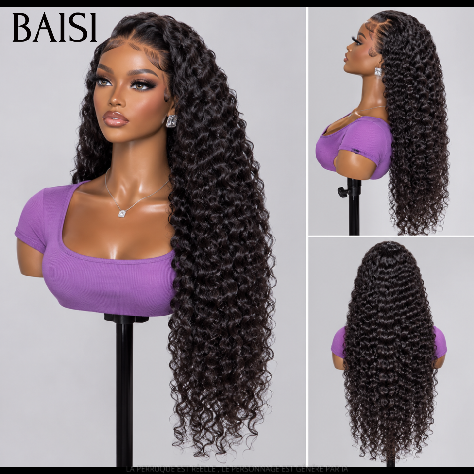 BAISI Achetez 2 perruques minimum au prix d'usine fournisseur 13x4 Lace Frontal Perruque 24 pouce Prix D'usine 119€ Deep Wave En 100% Cheveux Humains (Pas Besoins De Code)