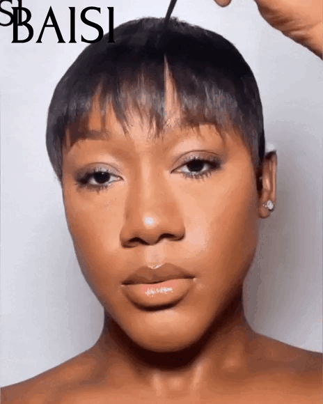 BAISI perruque 46€ TVA 0€ sans Colle sans lace NOIR en 100% Cheveux Humains