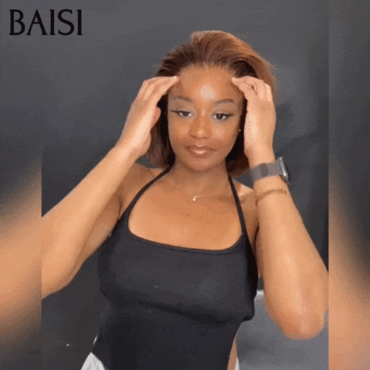 BAISI 13X4 Straight Bob Wig In Brown #4 Pre-Plucked No Glue Needed in 100% Raw Hair Lace Already Cut
