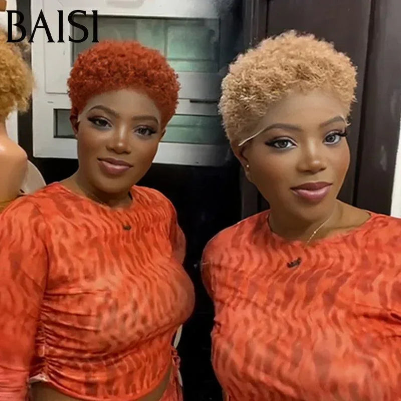 BAISI Achetez 2 perruques minimum au prix d'usine Perruque Pixie Afro Curl 13x4 lace frontal bouclé partout différentes couleurs disponibles en 100% cheveux humains F-905