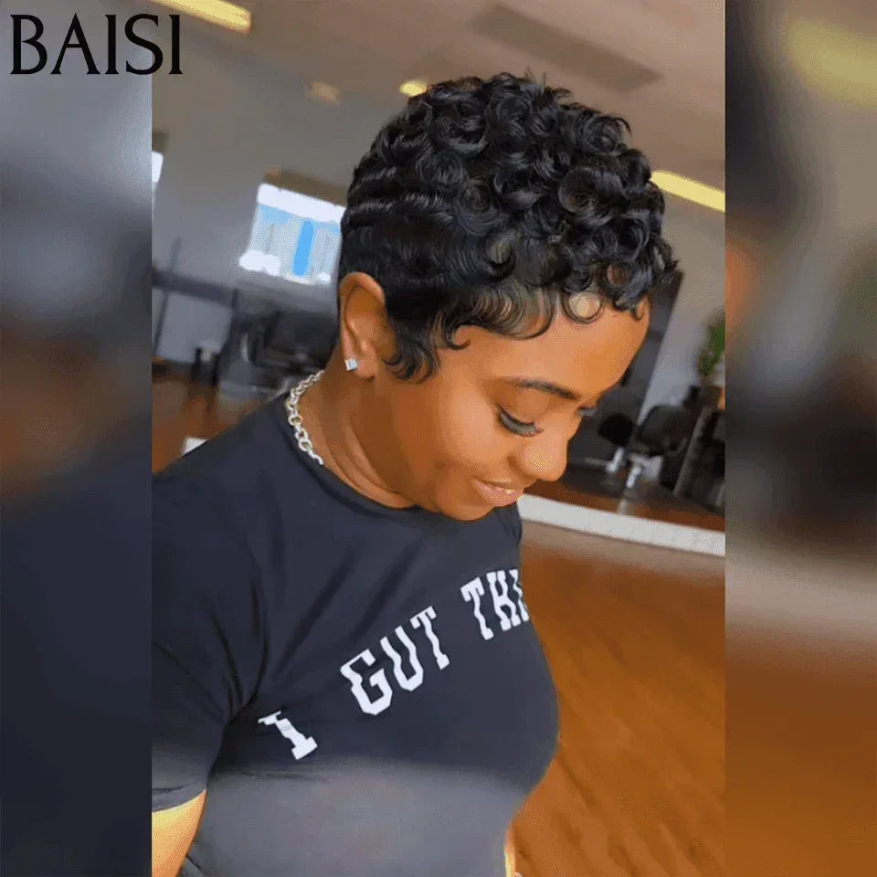 BAISI Top Modèle Offerta Flash 39€ IVA 0€ Piccola Parrucca in Rosa O NERO in 100% Capelli umani SENZA COLLANTE VIP100