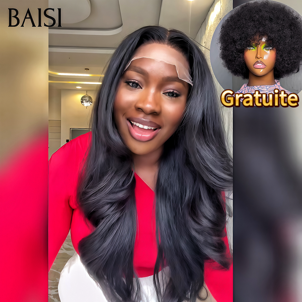 BAISI 1 Acheté + 1 Gratuite = 169€ moitié prix 4X4 lace Body wave 26 Pouces et pixie afro curly En 100% Cheveux Humains MP50