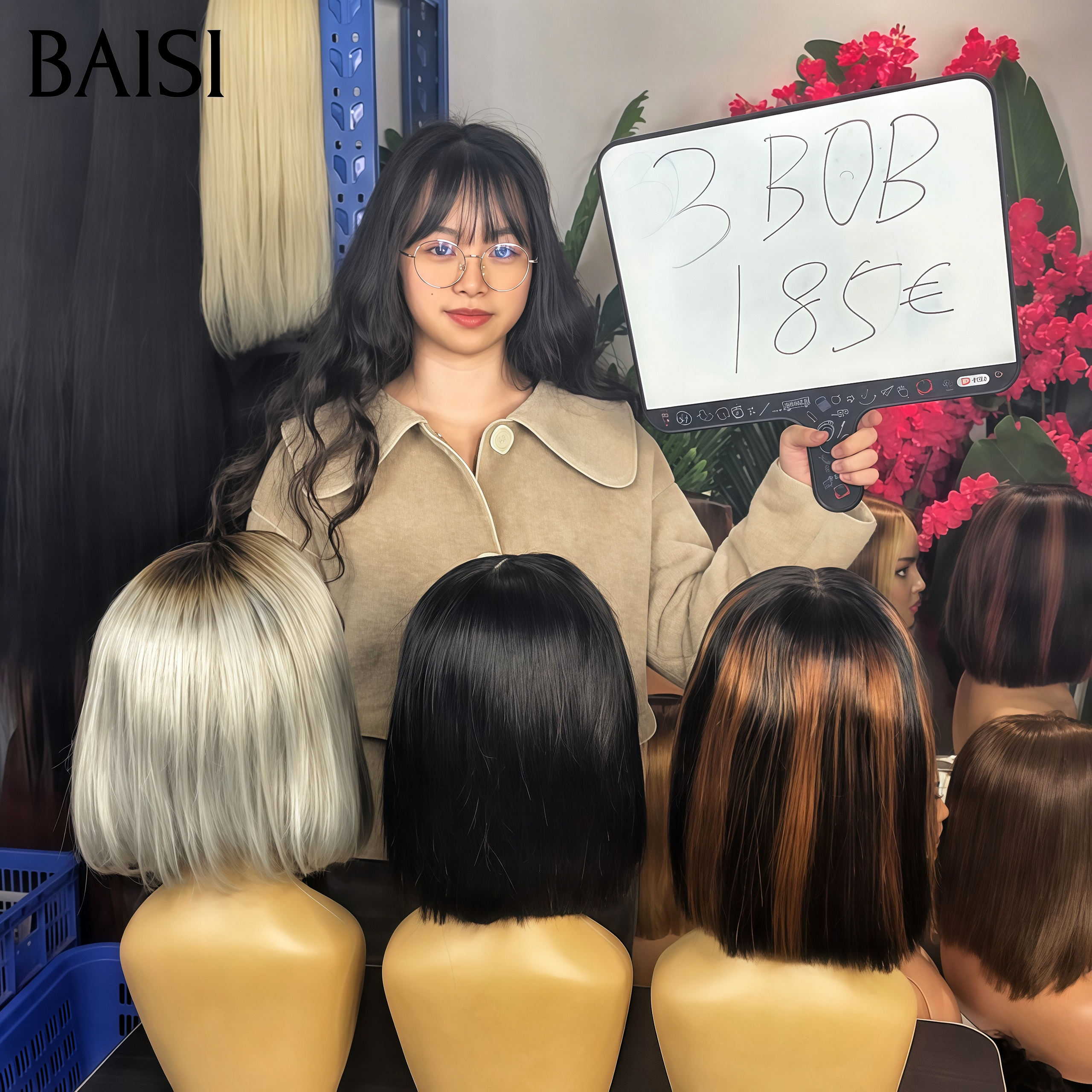 BAISI promotion 3 perruques 185€ BOB 3 looks pour tous les jours 2x6 lace closure sdd bone straight Perruque 8 Pouces en 3 couleurs noir et gris et NOIR Mixte Marron en 100% Cheveux Humains