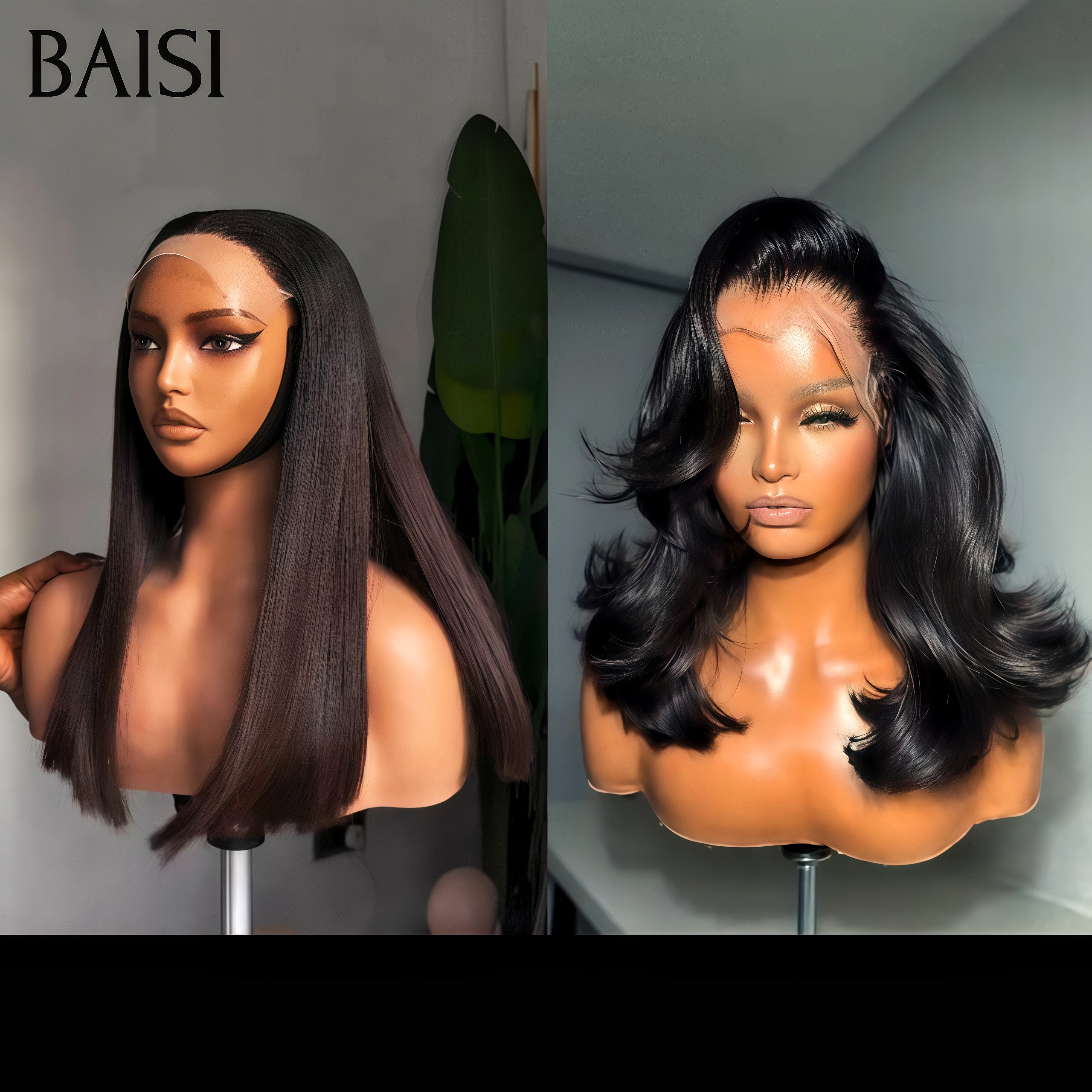 BAISI Compre 1 + 1 Grátis 159€ 13x4 lace frontal Liso e Body Wave 16 Polegadas em 100% cabelo humano verdadeiro