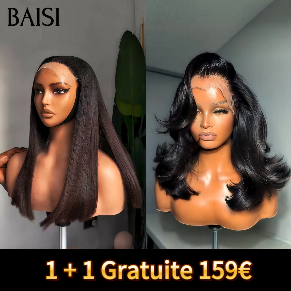 BAISI Compre 1 + 1 Grátis 159€ 13x4 lace frontal Liso e Body Wave 16 Polegadas em 100% cabelo humano verdadeiro