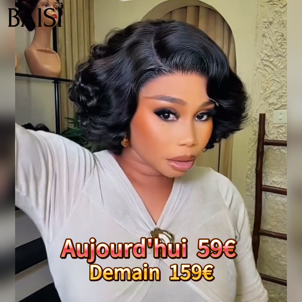 BAISI Offre à durée limitée 59€ closure lace egg wave en noir en 100% Cheveux Humains