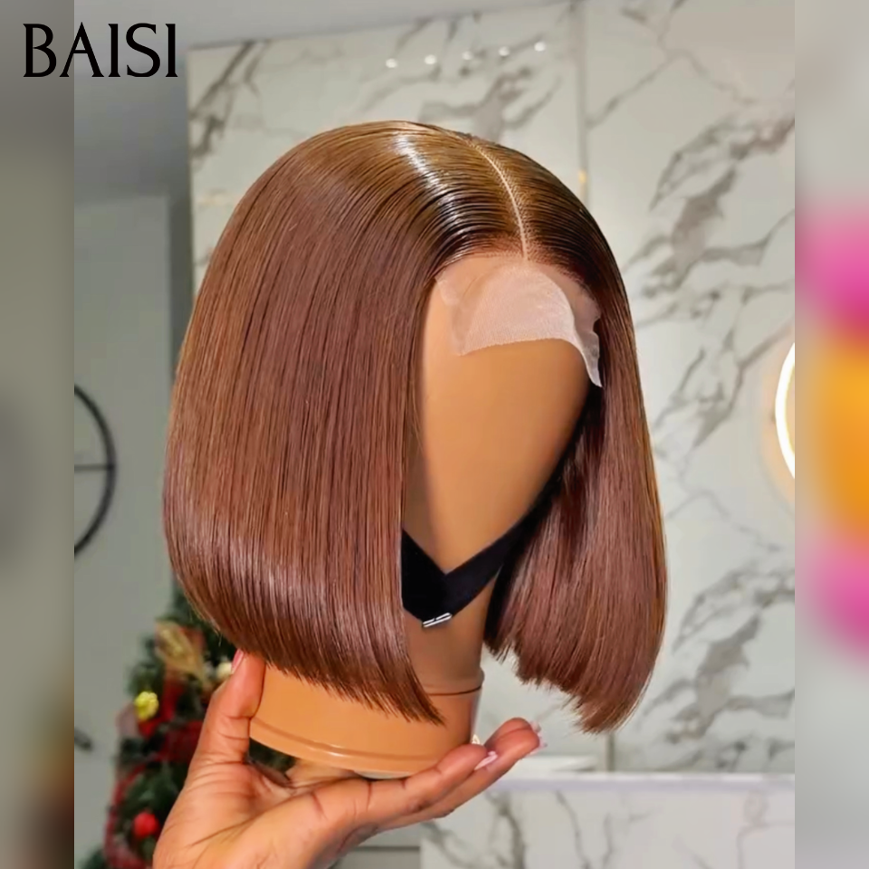 BAISI Achetez 2 perruques minimum au prix d'usine fournisseur 2x6 Perruque Bob Lisse En Marron Coupe Carrée En 100% Vrais Cheveux Humains en 100% Vietnam Hair (Pas Besoin De Code)