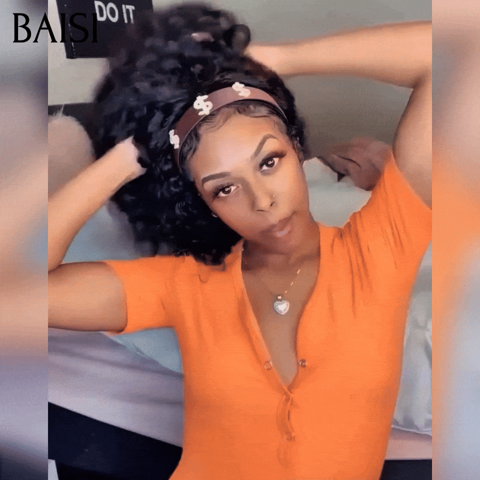 BAISI Peruca com Faixa Encaracolada Deep Wave Feita à Máquina 18 polegadas 109€ 100% Cabelo Humano