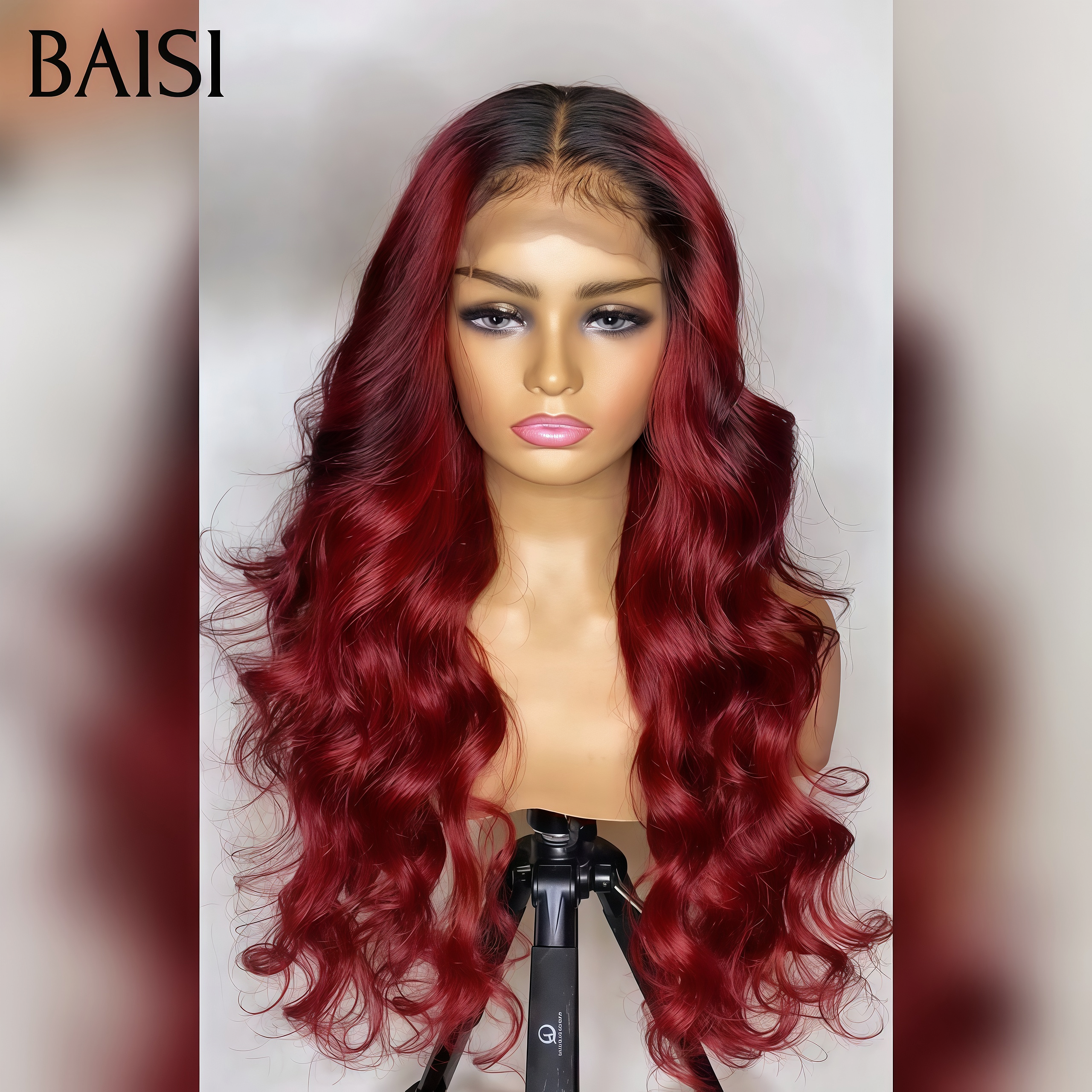 Parrucca BAISI 13X4 in pizzo onda naturale 20 pollici di colore Borgogna 99J# o Marrone 4# Densità del 300% in capelli umani al 100% BS50