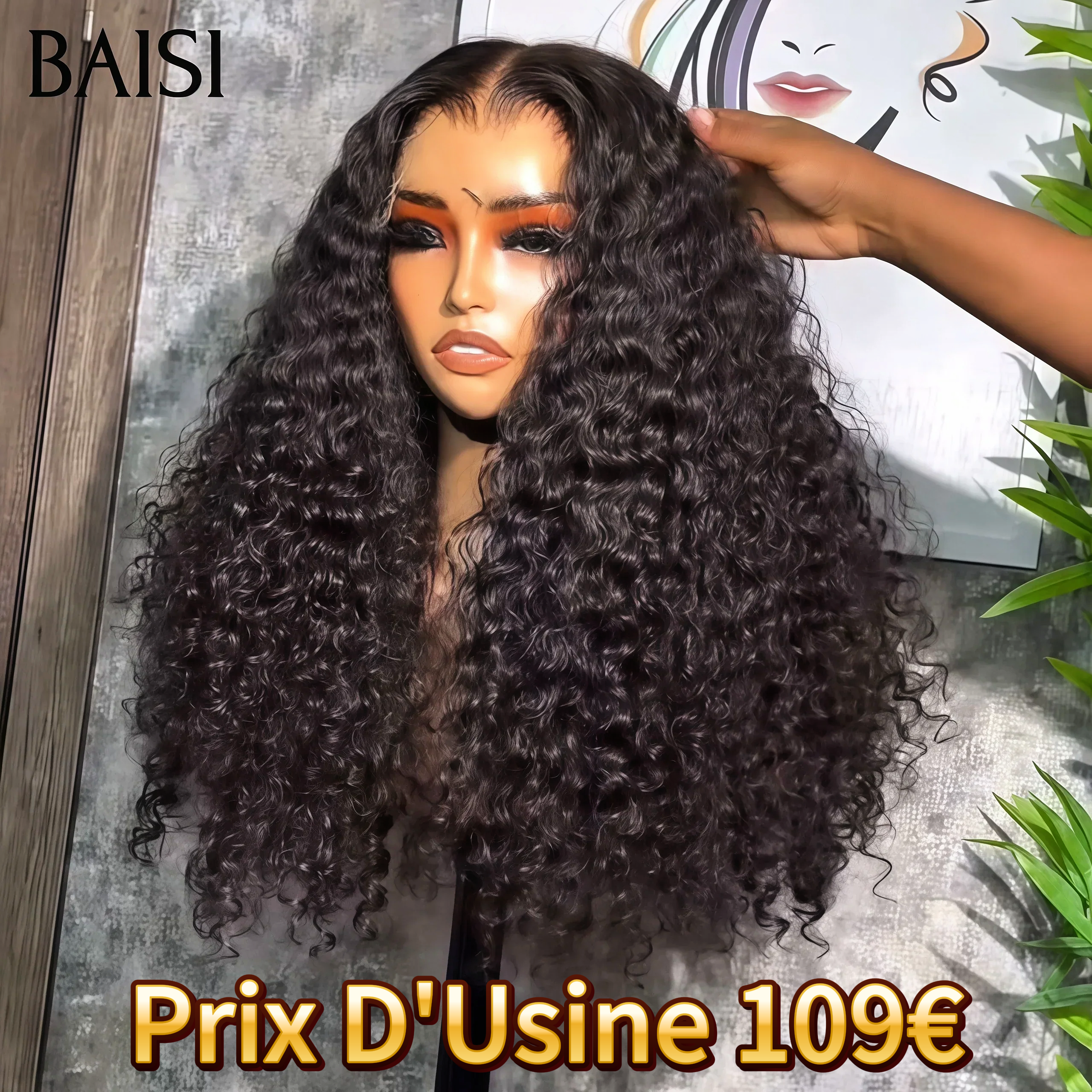 BAISI Achetez 2 perruques minimum au prix d'usine fournisseur 13X4 lace frontal curly wave 20Pouces 89€ ou 5X5 Perruque personnalisée bouclé Marron #2T30# En 100% Cheveux Humains (Pas Besoin de Code)
