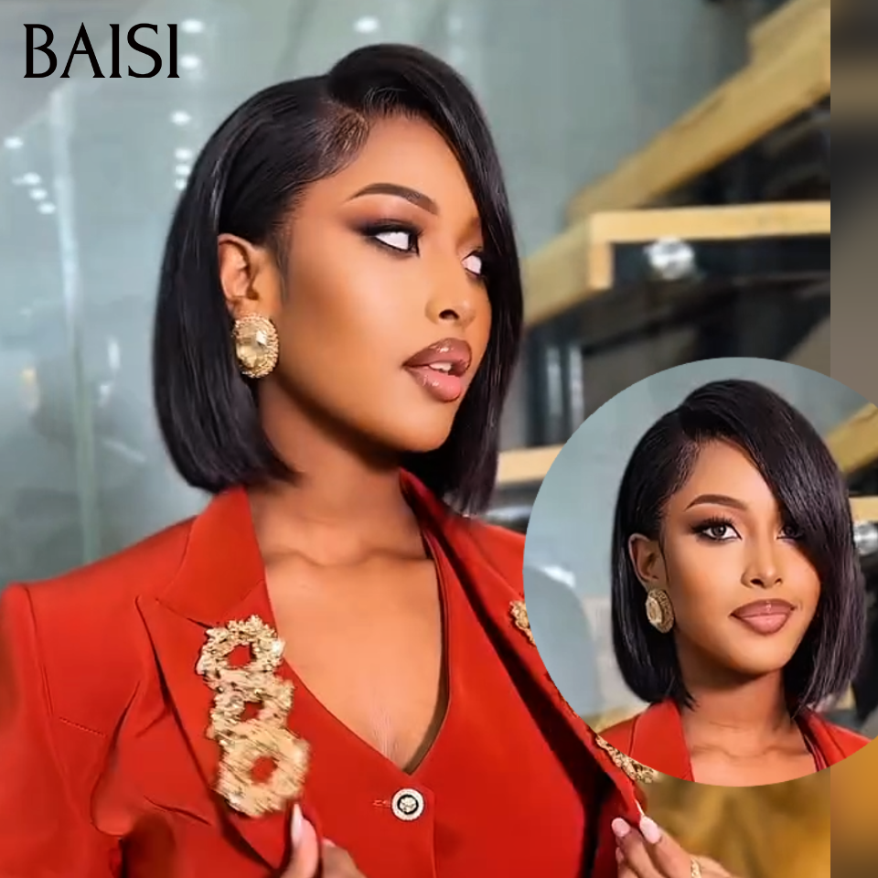 BAISI HAIR FR 13x4 Frontal Parrucca Liscia 1b# 10 Pollici Raw Hair 79€ 100% Capelli Umani Veri