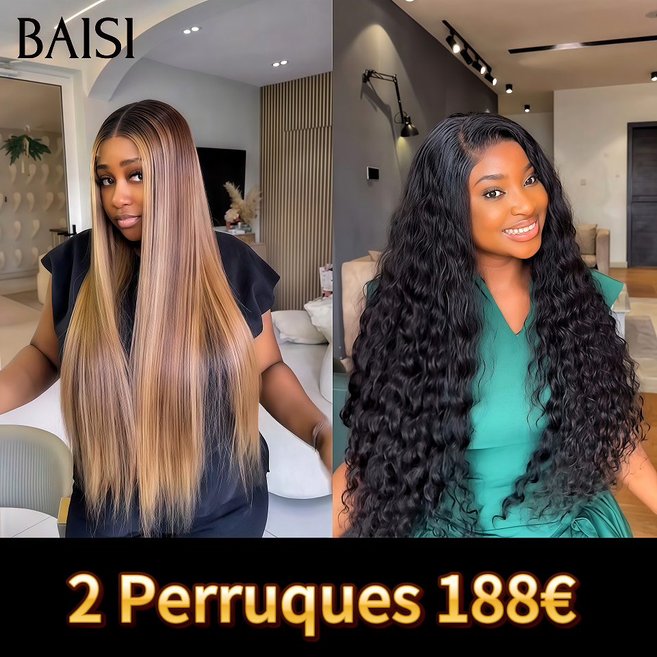 BAISI vendita lampo 2 Parrucche 188€ 20 pollici 13x4 lace frontal Lisce Misti e curly wave NERO in 100% capelli umani Codice: FR20