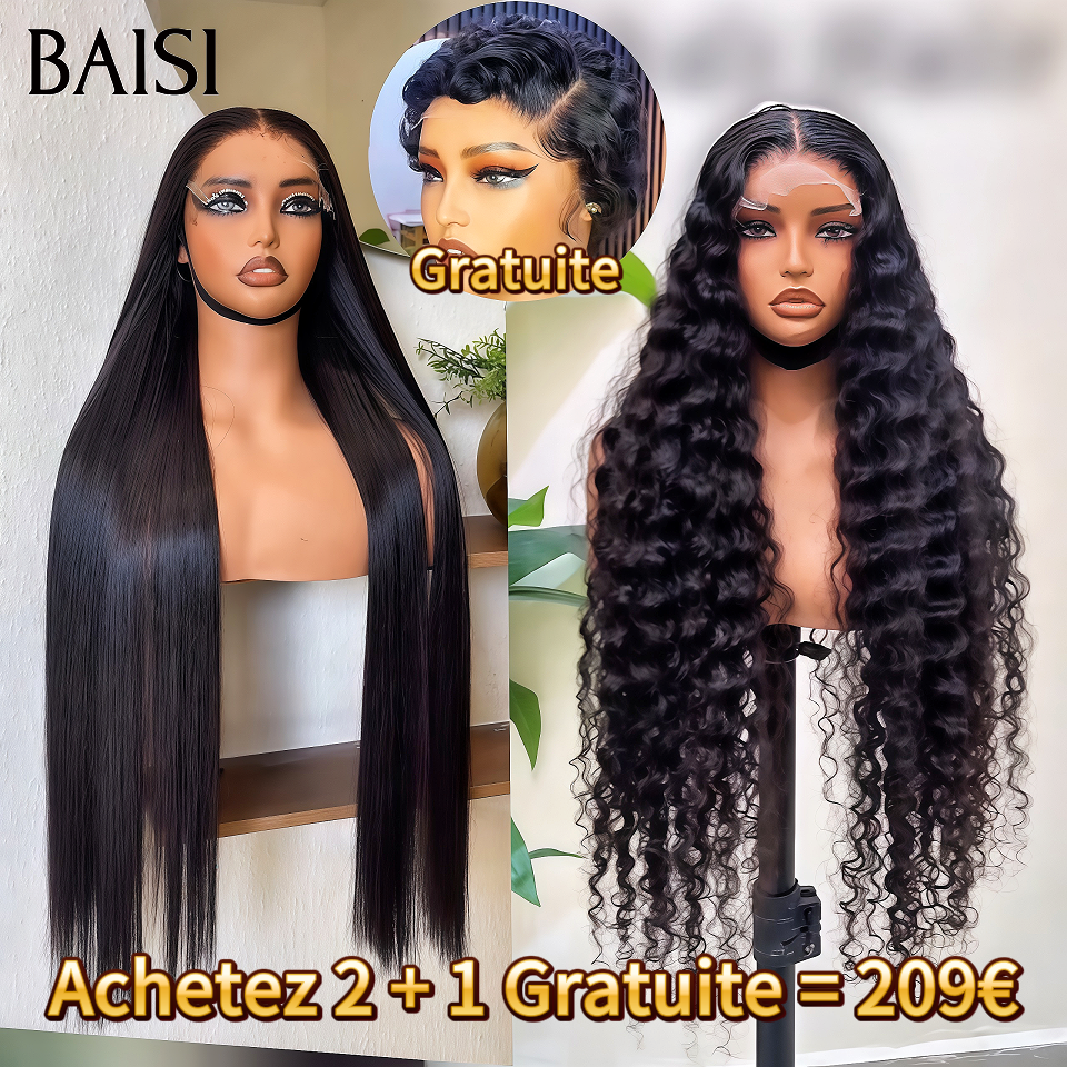 BAISI Compra 2 + 1 Gratuito = 209€ 13X4 lace frontal riccio a onda e liscio 20 pouce in 100% capelli umani veri Codice: VIP100