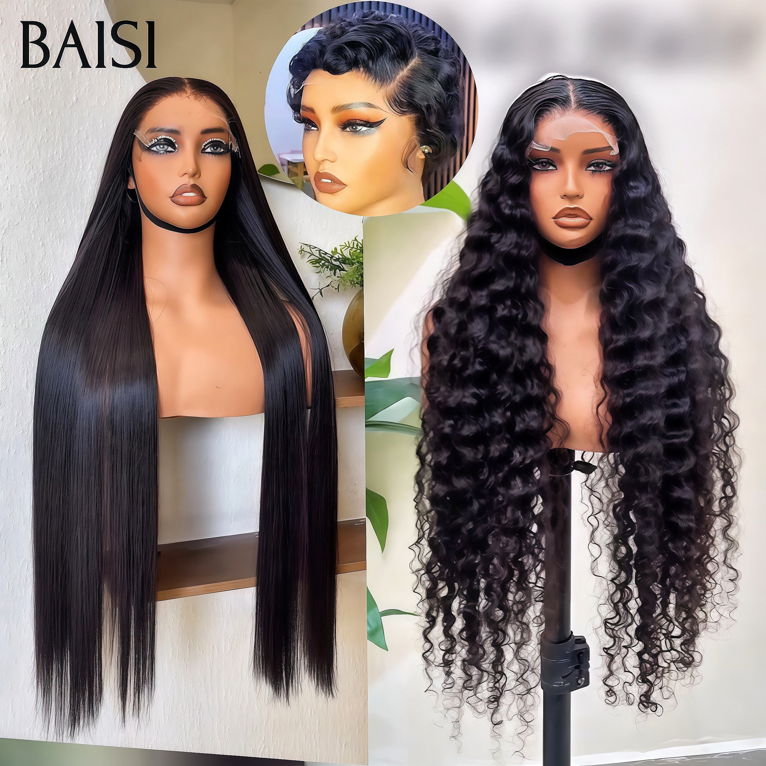 BAISI Compra 2 + 1 Gratuito = 209€ 13X4 lace frontal riccio a onda e liscio 20 pouce in 100% capelli umani veri Codice: VIP100