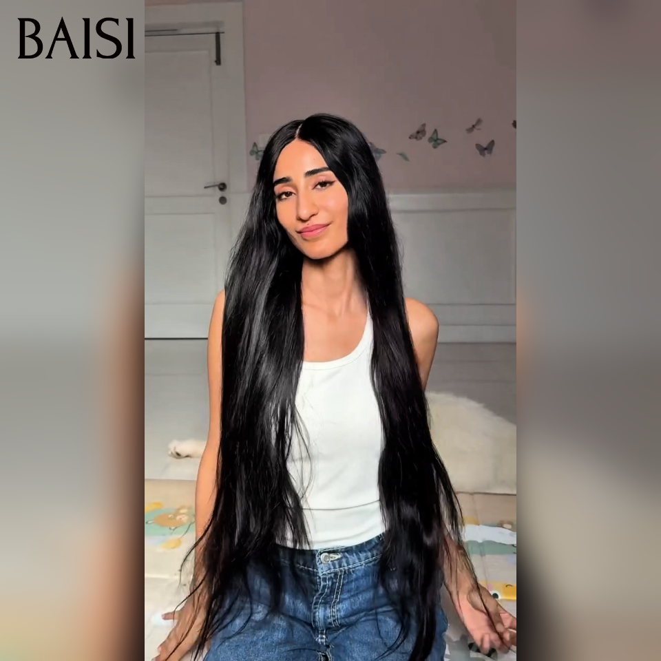BAISI 13x4 Lace Frontal Perruque Lisse en couleur NOIR 30 pouce 209€ Hot en 100% Cheveux Humains