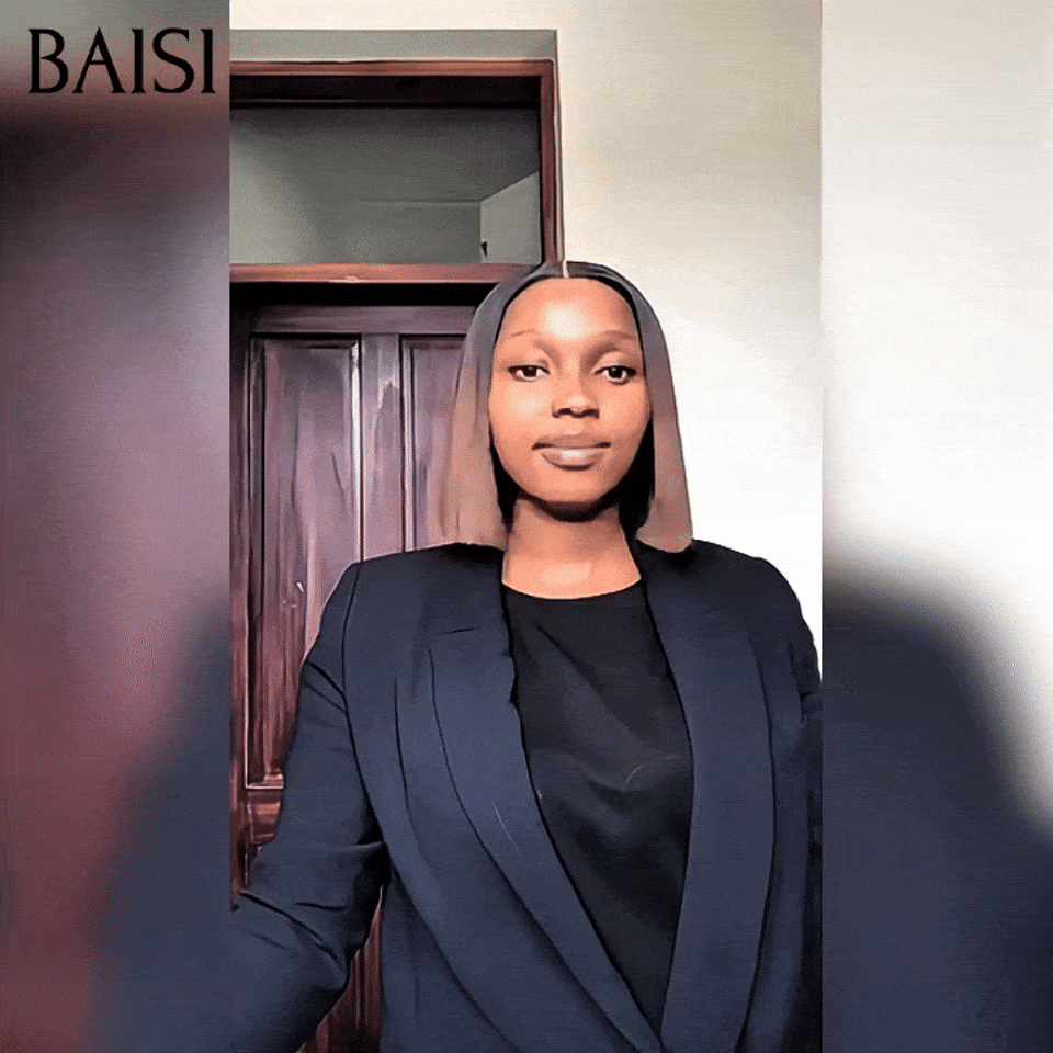 BAISI Smooth Wig WITH Lace Closure in Color #1BT4 Brown 10 Inches 100% Human Hair