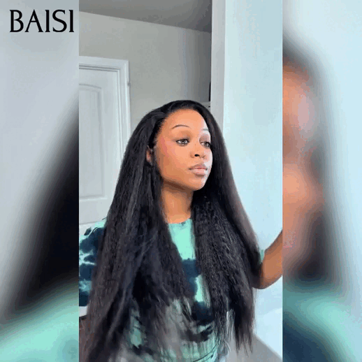 BAISI 13X4 parrucca frontale Kinky straight in 100% capelli umani