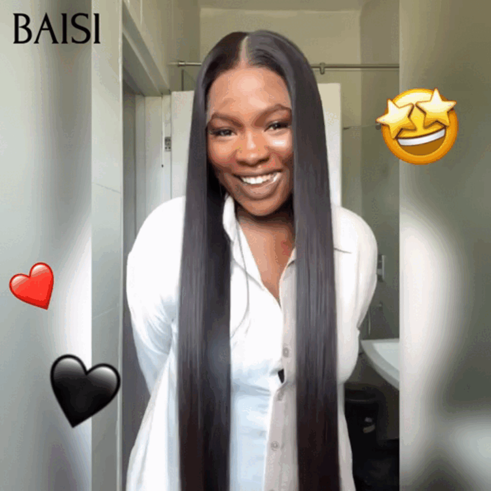 BAISI 13x4 Lace Frontal Perruque Lisse NOIR 20 pouces 109€ En 100% Cheveux Humain