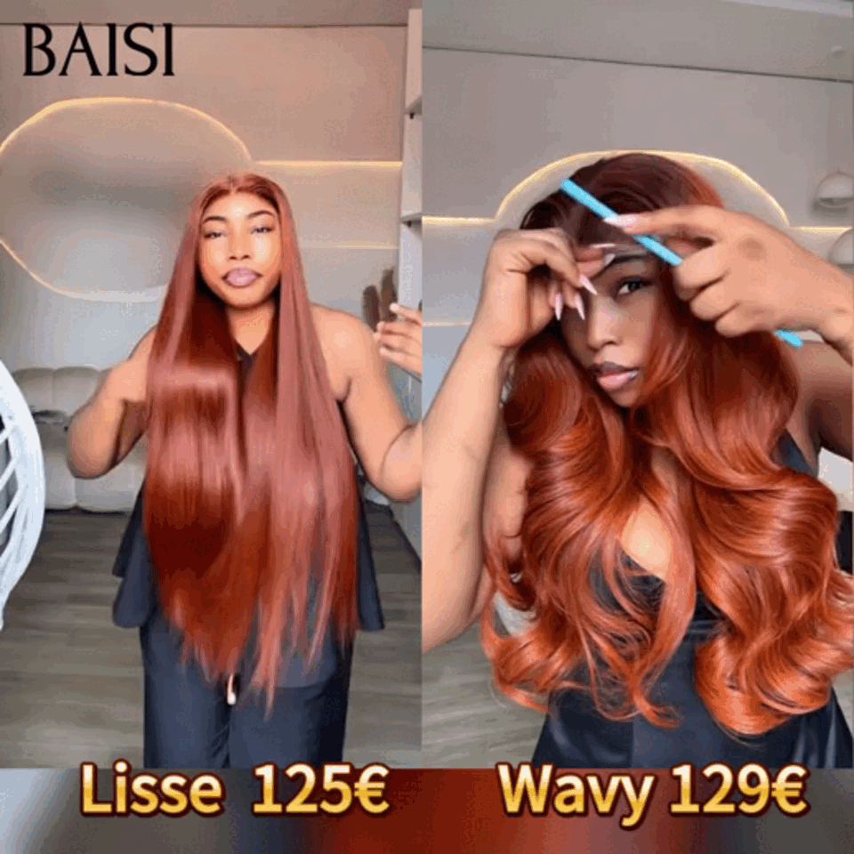 BAISI Perruque 20Pouces 13x4 lace frontal Lisse ou Body wave plus de 20 ans d' utilisations en 100% Cheveux Humains FR38