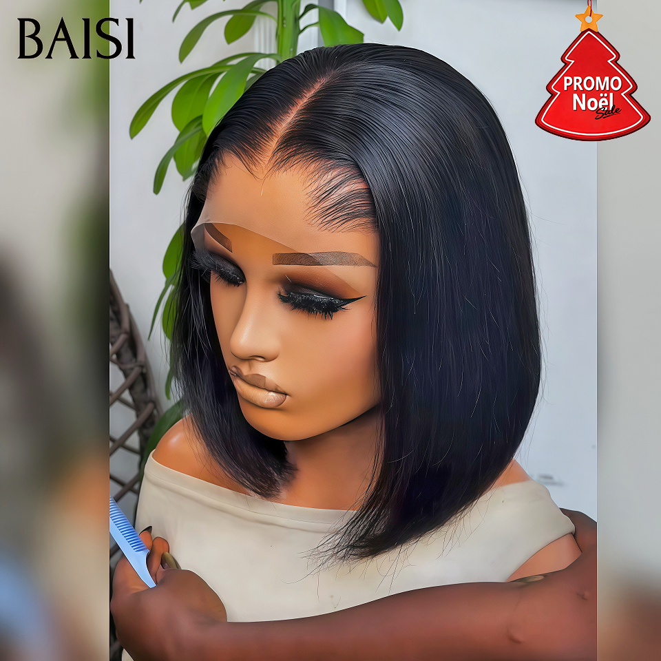 BAISI BOB 13x4 lace frontal Perruque NOIR Straight Cheveux Humains Lisse 10 pouce Raw hair 69€ ou Vietnam Hair 108€