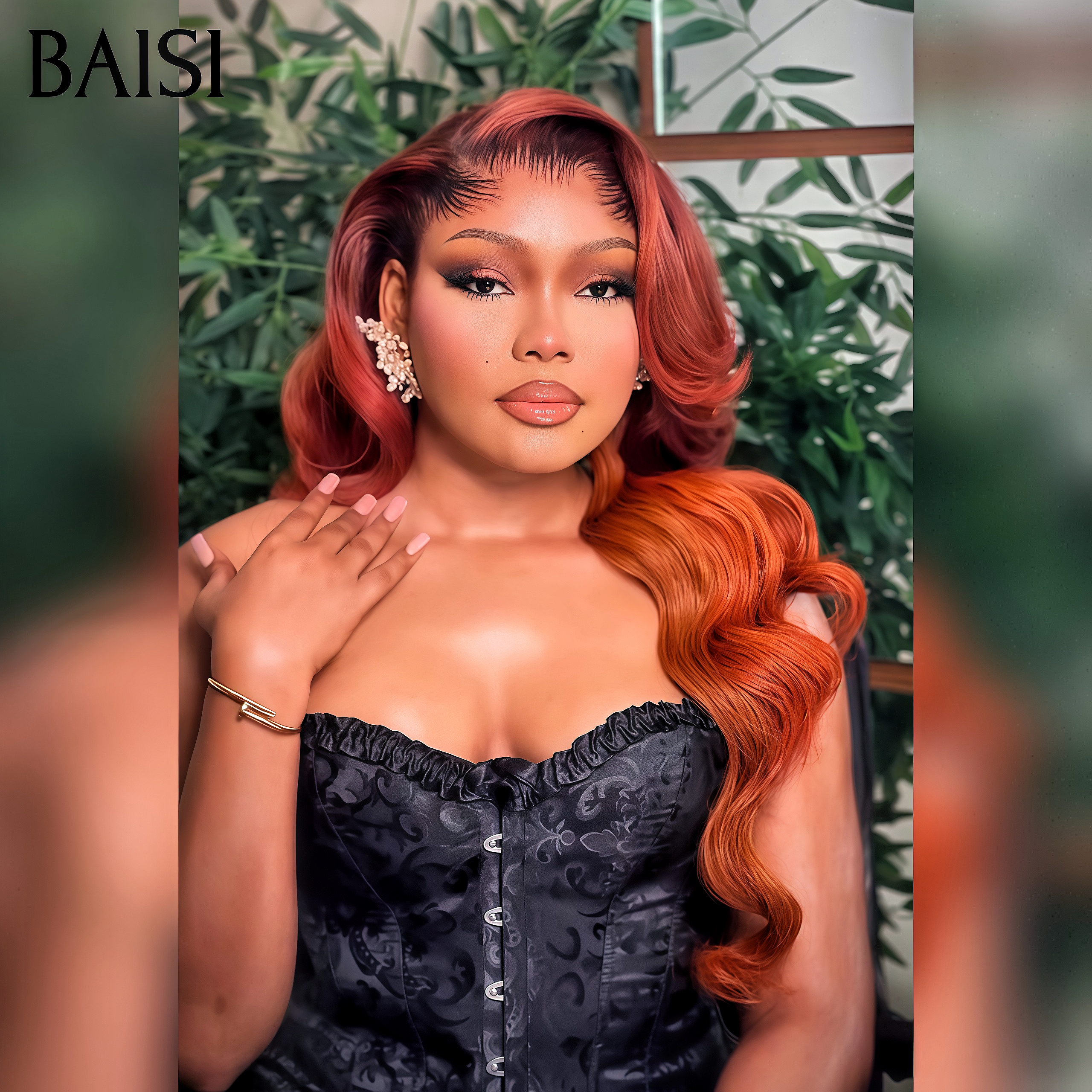 BAISI Achetez 2 perruques minimum au prix d'usine fournisseur 13x4 Lace Frontal Perruque Body wave En Mixte Orange Sans Colle Lace déjà couper Facile à Porter En 100% Cheveux Humains (Pas Besoins De Code)