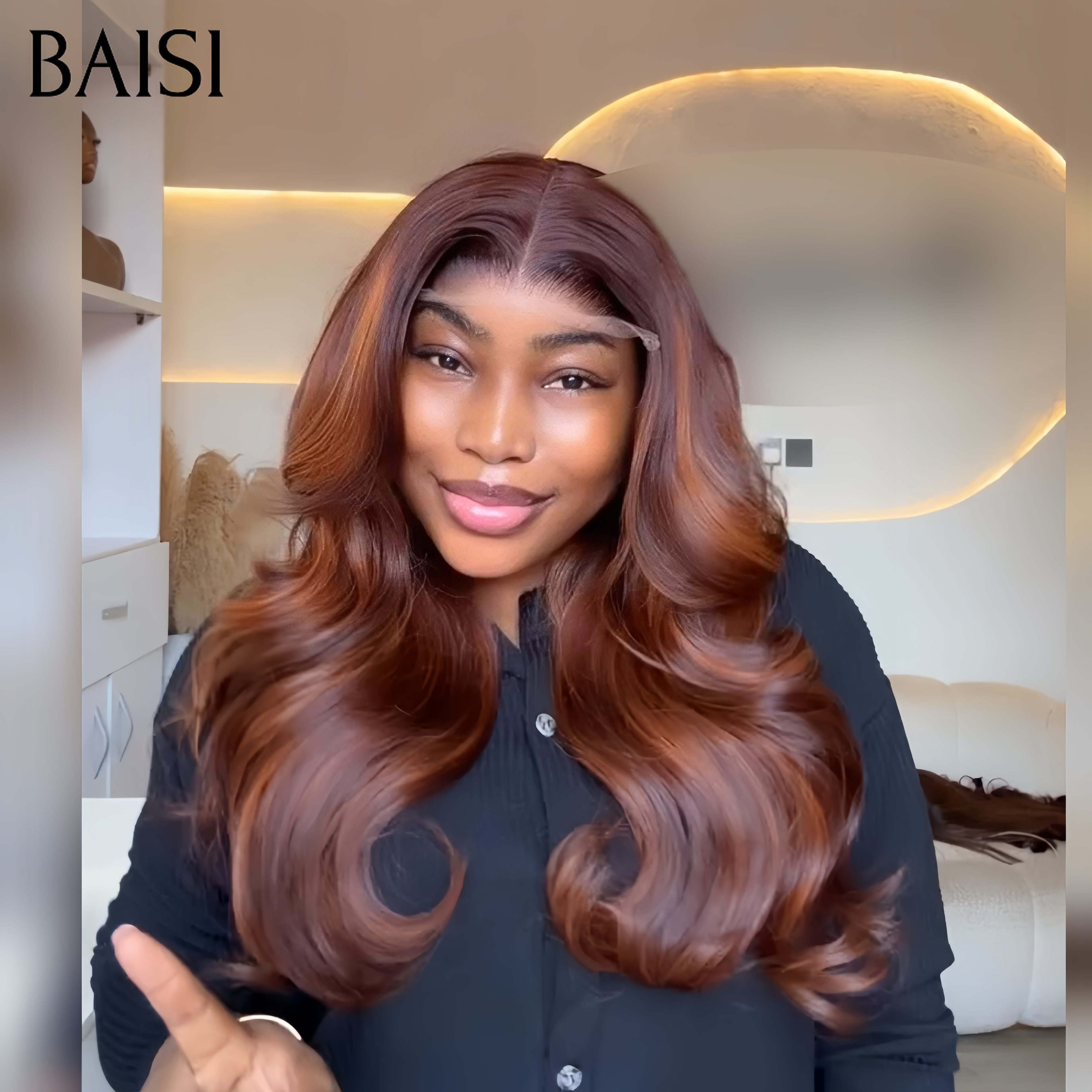 BAISI Perruque 13X4 Body wave Couleurs Mixte orange personnalisées plus de 20 ans d' utilisations en 100% Cheveux Humains