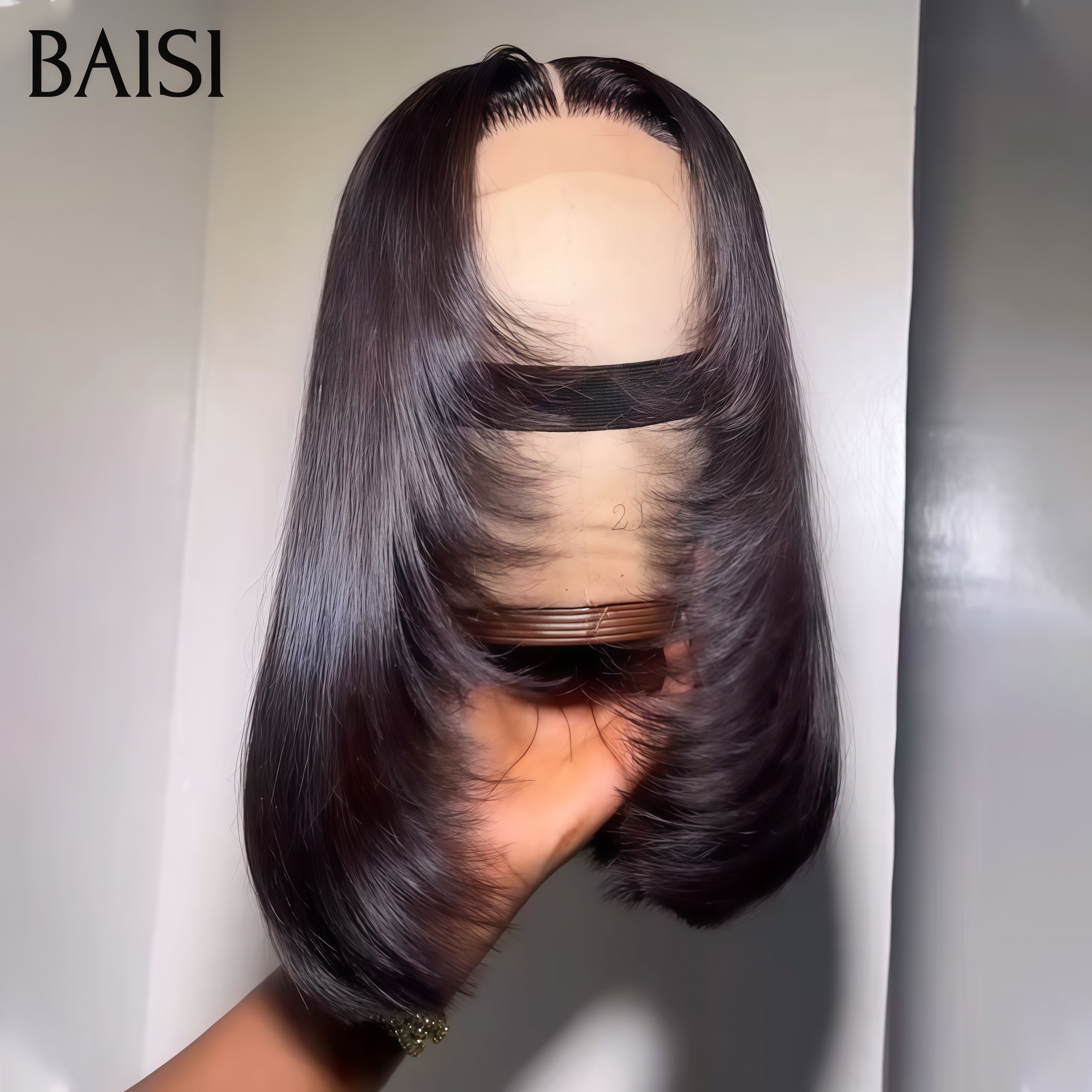 BAISI 4X4 Perruque Lisse BOB En Couleur Noir BLACK FRIDAY Bas Prix 69€ 14 Pouces en 100% Cheveux Humains