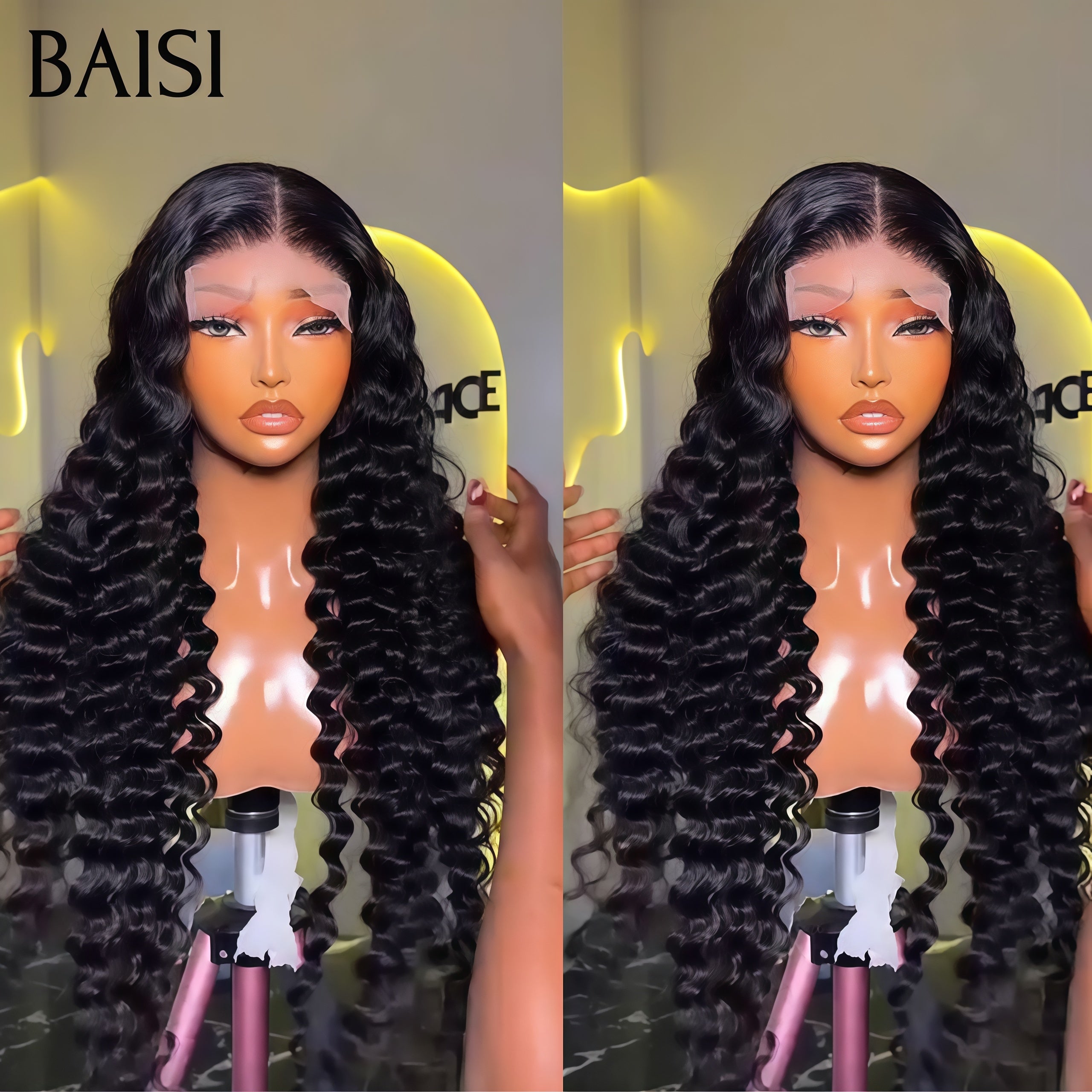 BAISI Offre spéciale 4X4 lace Closure Perruques Bax Prix 119€ Naturelle wave 24 Pouces NOIR pour revendre en 100% vrais cheveux humains