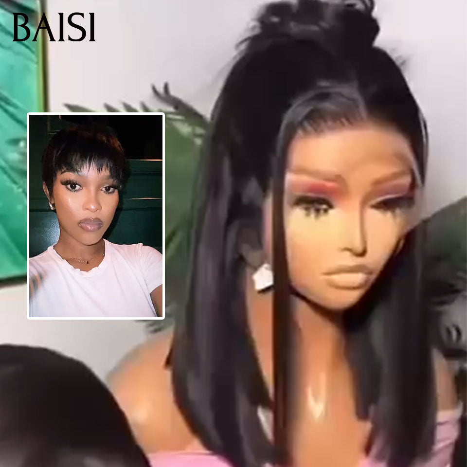 BAISI HAIR FR Compra 1 +1 Gratis= 99€ 13X4 lace frontal Liscio 12 Pollici e pixie Liscio o 2 Tagli Cinesi Nero Più Misto 130€ In 100% Capelli Umani