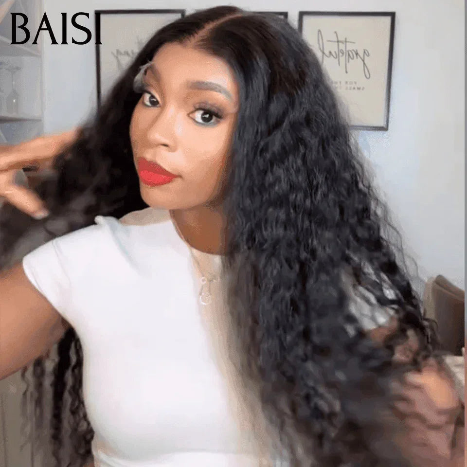 BAISI Fecho 4x4 Peruca Encaracolada em 100% Cabelo Humano