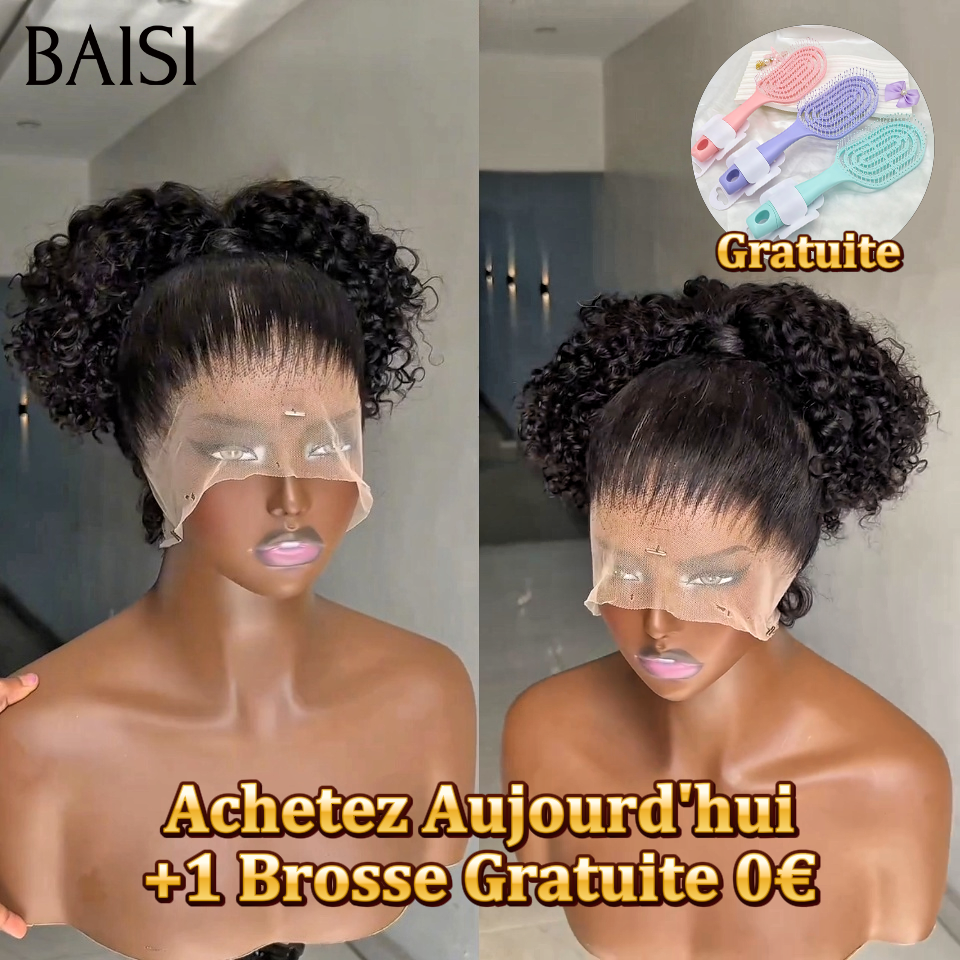 BAISI Perruques 13x4 Lace curly wave 20 pouce chignon +1 Brosse Gratuite 169€ PROMO Offre spéciale en 100% vrais cheveux humains