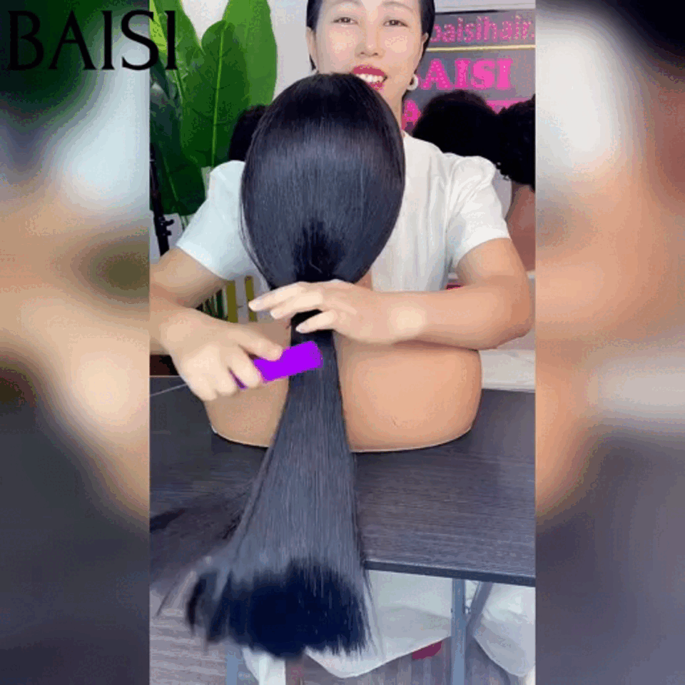 BAISI Perruques de Luxe 13X4 Lace Perruque Noir 100% Vietnam Hair Lisse en 100% Cheveux Humains 250% densité plus de 20 ans d' utilisations
