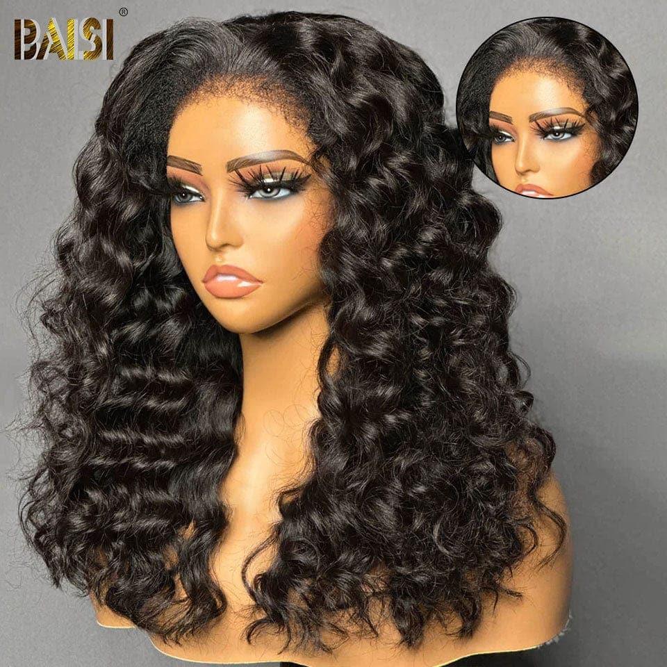 Parrucca frontale in pizzo BAISI 4X6 Onda profonda di fascia alta con capelli del bambino Glueless naturale Glueless 100% veri capelli umani 4C Attaccatura dei capelli