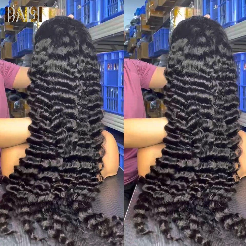 BAISI Achetez 2 perruques minimum au prix d'usine fournisseur 13x4 Lace Frontal Perruque Deep Wave En 100% Cheveux Humains (Pas Besoins De Code)