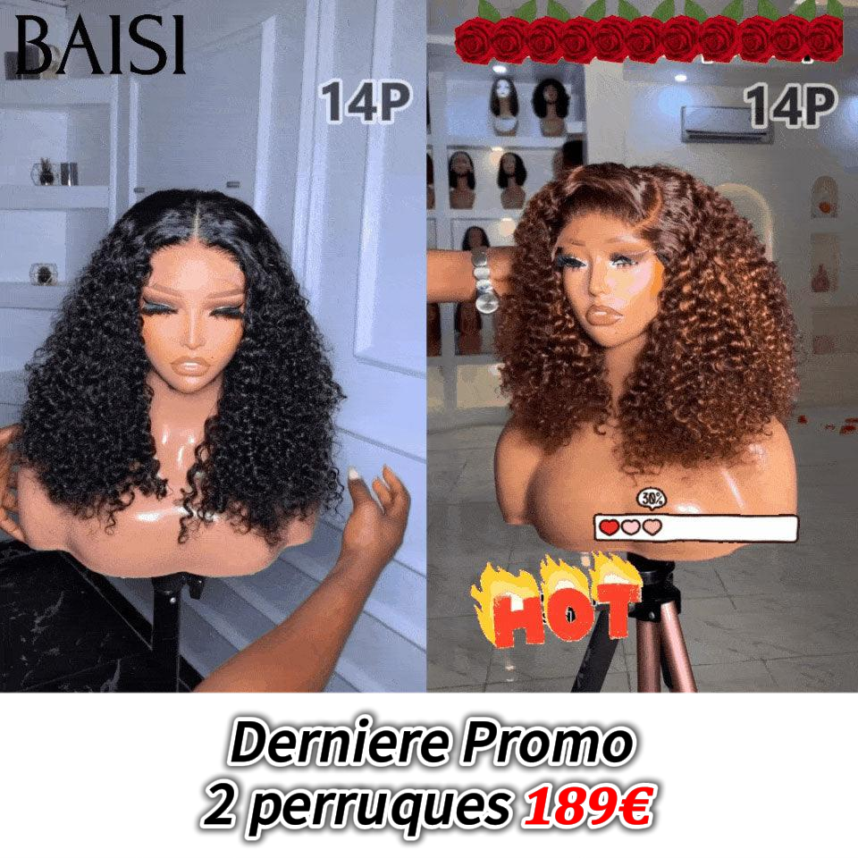 BAISI 8 Perruques Sans Colle 630€ ou 2 4X4 curly wave 189€ en 100% vrais cheveux humains