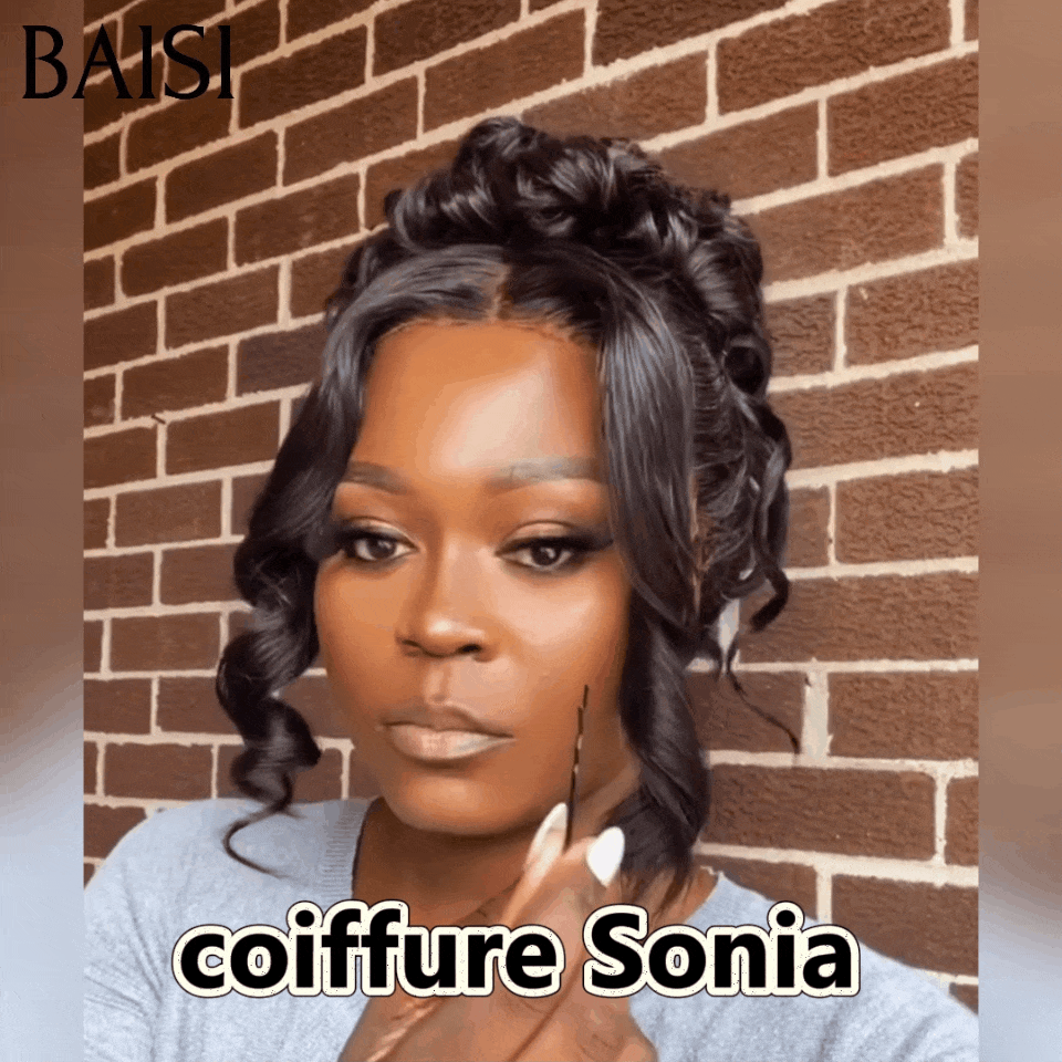 BAISI Coiffure de luxe Sonia Perruques Mariage Prête à porter chignon et personalisation comme sur la vidéo 100% identique avec lace frontale pour mariage ou événement spécial
