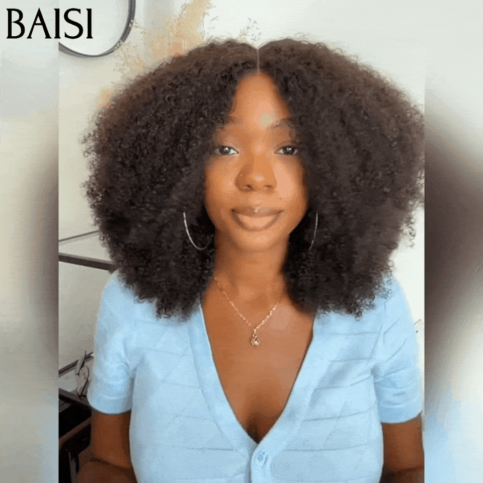 BAISI 4x4 Closure Perruque Kinky Curly Bouclée Frisée en 100% Cheveux Humains en Cheveux Indians Brésiliens De Bonne Qualité