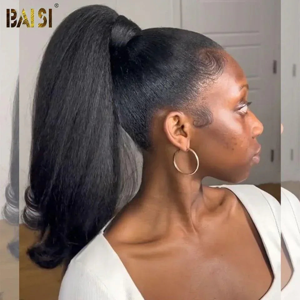 BAISI Queue De Cheval Kinky Straight En 100% Cheveux Naturels