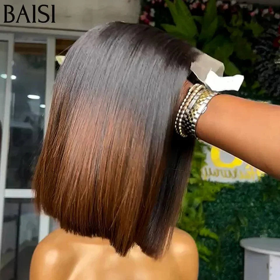 BAISI HAIR FR peruca bob castanha e loira em promoção, 100% cabelo humano verdadeiro