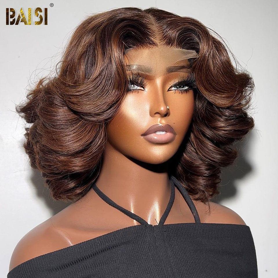 BAISI 13X4 Parrucche 12 pollici 4#Mix30# o NERO taglio personalizzato ricci voluminosi 300% densità oltre 20 anni di utilizzo CODICE BS120