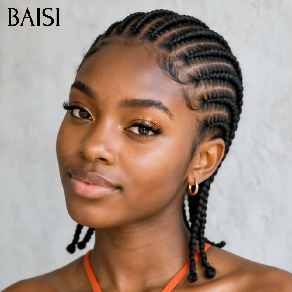 BAISI Full Lace Perruque En Natte Pleine Couleur noir 139€ Seulement Modèle Respirante Contre la Chaleur Idéale pour l'Eté en 100% Cheveux Humains
