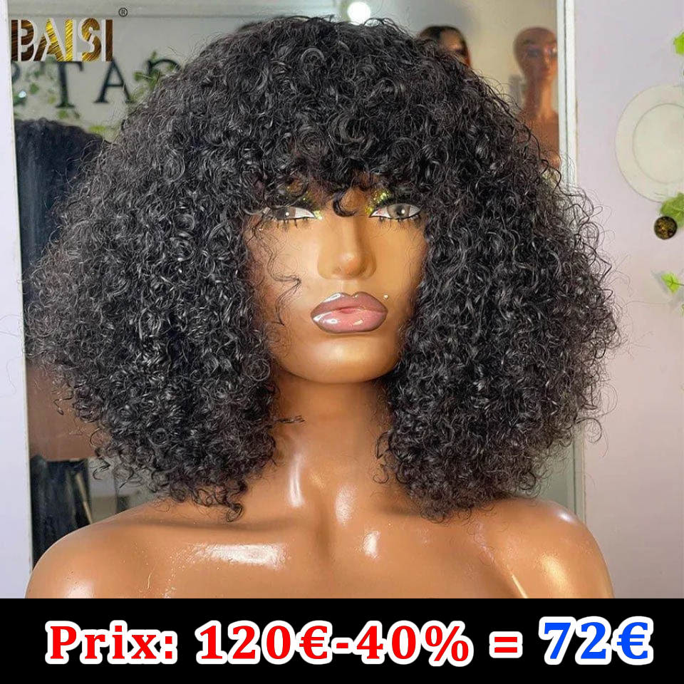 Peruca BAISI Bob lisa com franja SDD Vietnam Hair 10 polegadas 88€ ou Deep Wave 10 polegadas com franja 72€ em preto, 100% cabelo humano