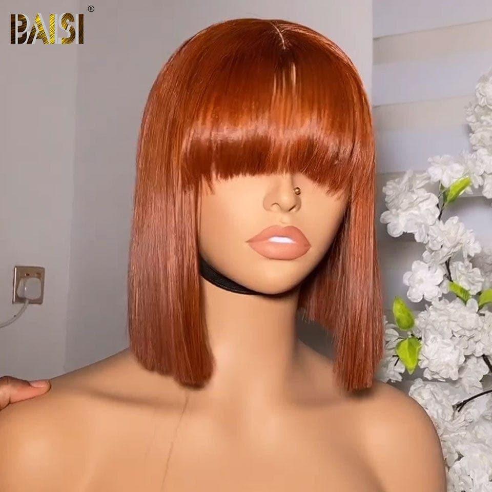 BAISI PERRUQUE ORANGE AVEC FRANGE FABRIQUÉ À LA MACHINE