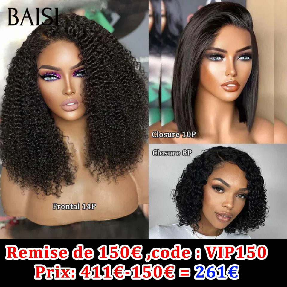 BAISI 3 Bob Wigs 261€ Black No-Glue Easy to Wear or Black Friday Price 139€ 20P 065C or 13X4 Lace Natural Wave Brown 20 Inches 100% Real Human Hair