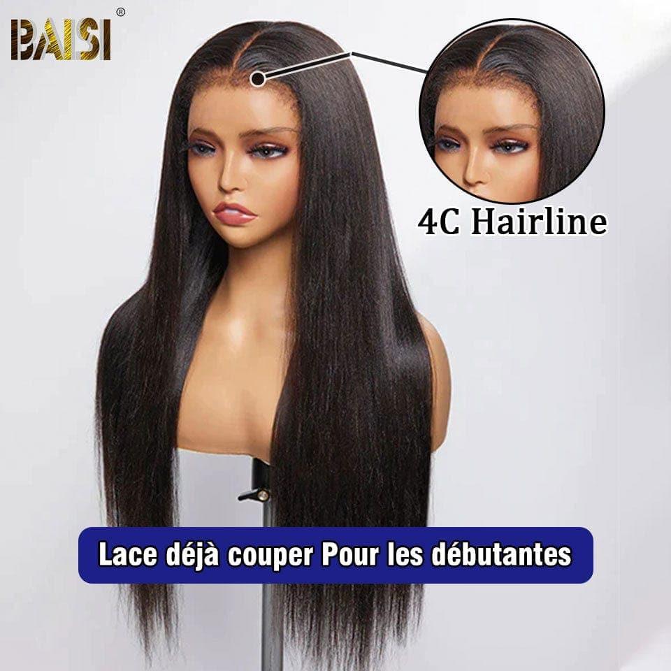 BAISI peruca lace 4X6 lisa premium com Baby Hair natural, sem lace, sem cola, 100% cabelo humano verdadeiro, linha capilar 4C