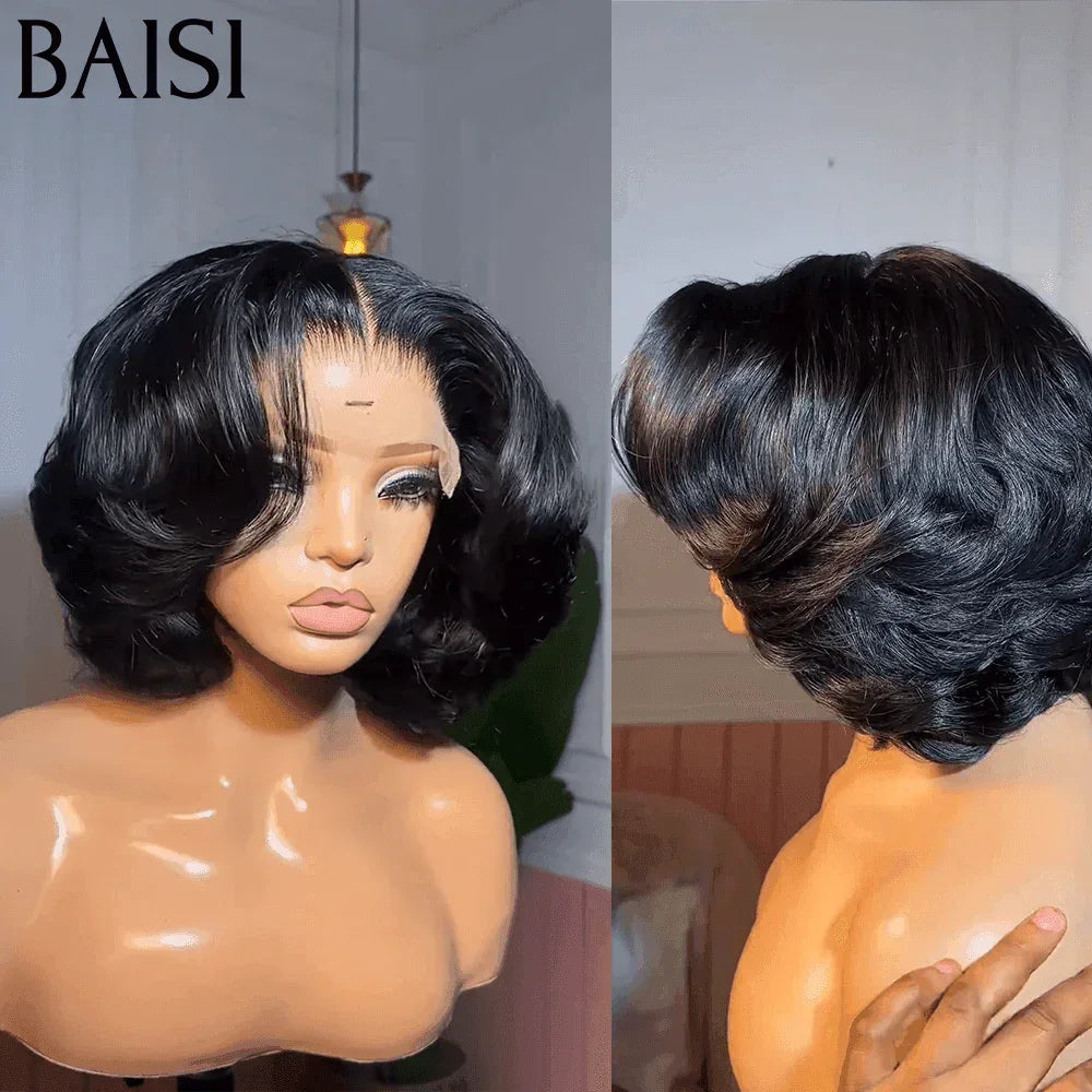 BAISI Achetez 2 perruques minimum au prix d'usine fournisseur 4x4 closure perruque bob Coupe carrée en 100% cheveux humains Body wave (Pas Besoin de Code)