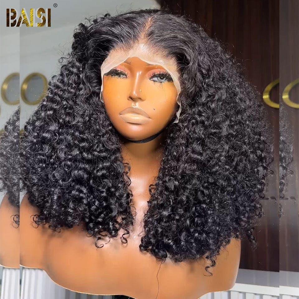 BAISI 13X4 frontal lace sem cola 95€ ou peruca lace T-part encaracolada 10 polegadas 91€ em 100% cabelo humano Código: BS65
