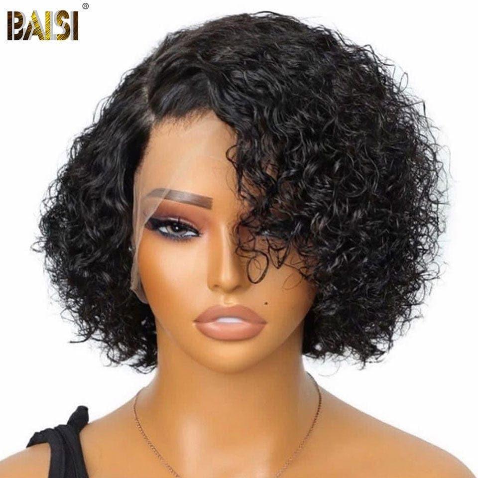 BAISI Acquista almeno 2 parrucche al prezzo di fabbrica fornitore 4X4 lace Liscio Bob 10 Pollici 65€ o T PART LACE PARRUCCA RICCI CURLY IN 100% CAPELLI UMANI NERI (Nessun Codice Necessario)