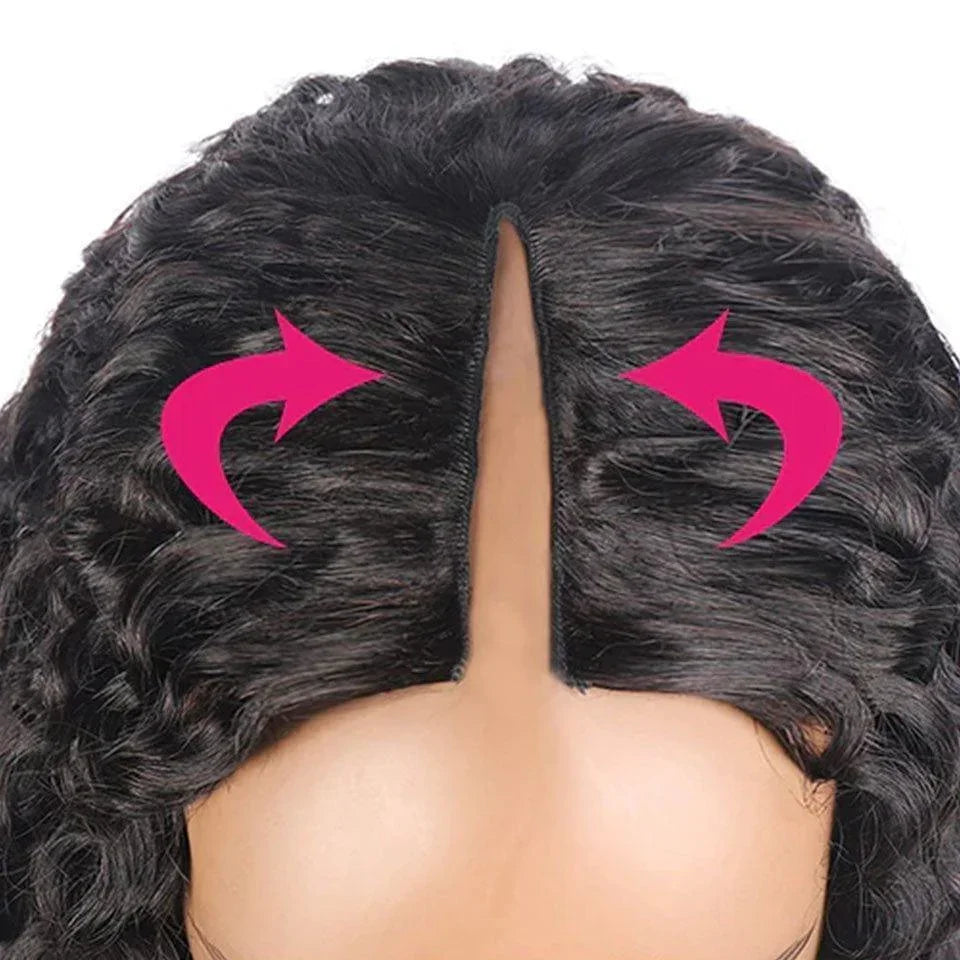 BAISI V Part Perruque Kinky Curly en 100% Cheveux Humains Fabriqué à La Machine Sans Lace