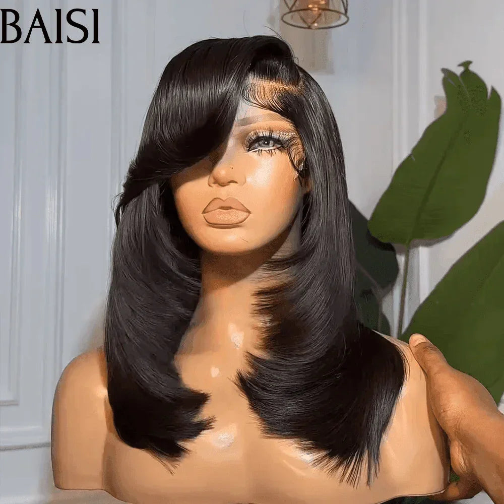 BAISI 13X4 Luxury Wigs 100% Vietnam Hair Straight bob SDD BONE STRAIGHT 300% density A1 Made by double drawn hair 15A